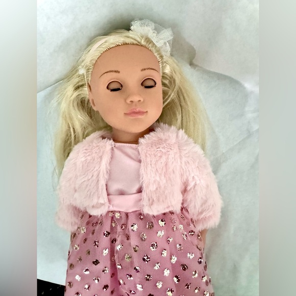 Our Generations Doll “Millie”  In Pink Sequins Dress & Fur Coat - Picture 11 of 15